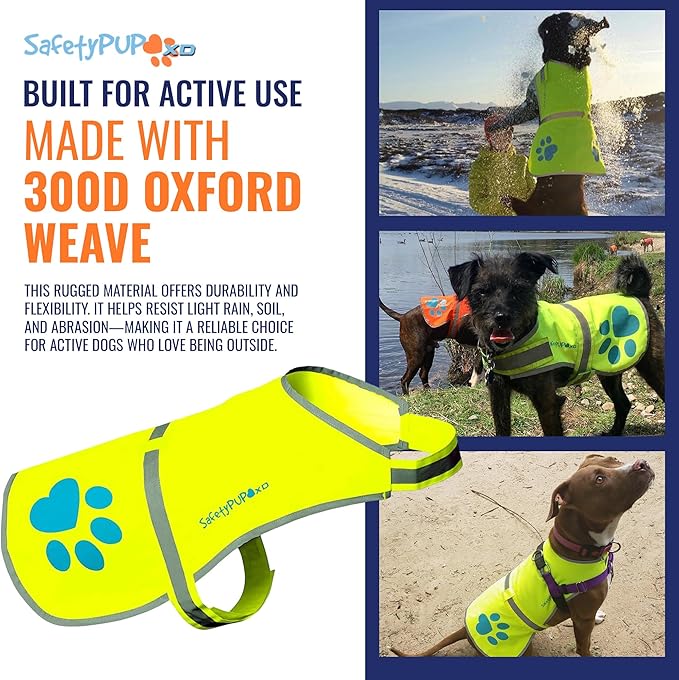 Dog Reflective Vest – Hi-Vis Fluorescent Visibility That Helps to Safeguard Your Pet On/Off Leash in Urban & Rural Areas (Yellow, X-Small)