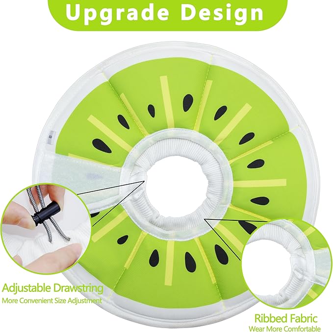 Soft Adjustable Cat Cone Collar, Comfortable Recovery Collar for Cats After Surgery (Kiwifruit, Medium)