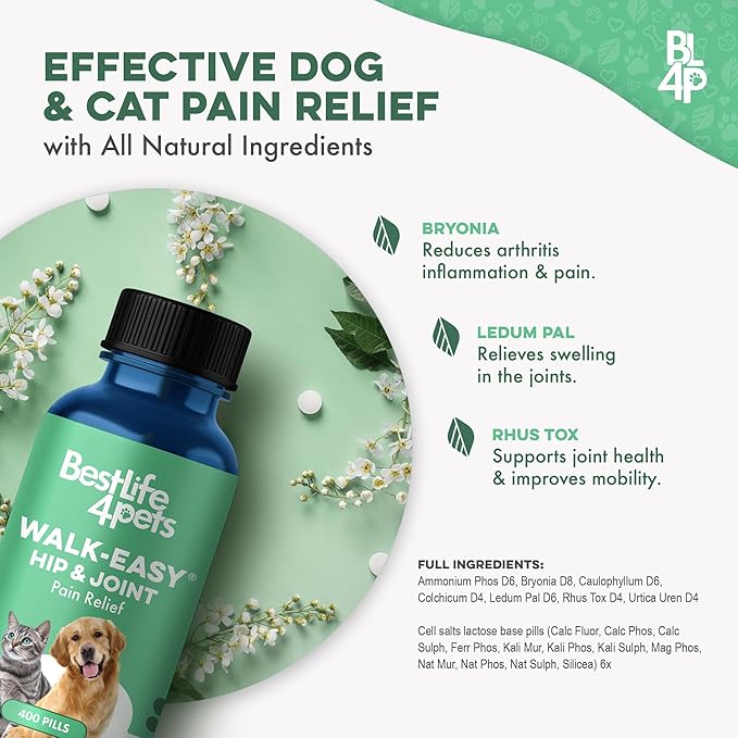 Walk-Easy Dog Hip & Joint Supplement, Effective Dog Pain Relief and Anti-Inflammatory Supplement for Mobility, Canine Joint Pain Relief, ACL Tears, Limping, Knee and Back Aches, Easy to Give 2 Pack