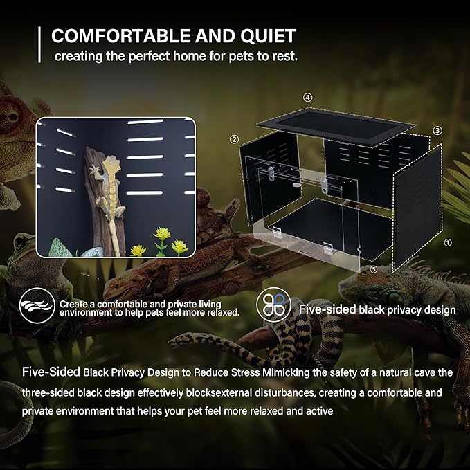 10 Gallon Reptile Tank – Reptile Enclosure for Leopard Geckos, Snakes & Bearded Dragons – Lizard Tank, Hermit Crab & Gecko Habitat