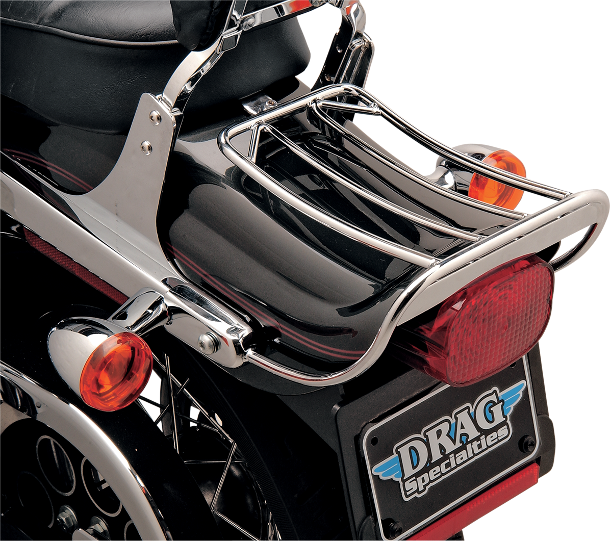 DRAG SPECIALTIES FXDWG Luggage Rack 77-0058BXLB2 with Chrome Finish and Secure Attachment Points