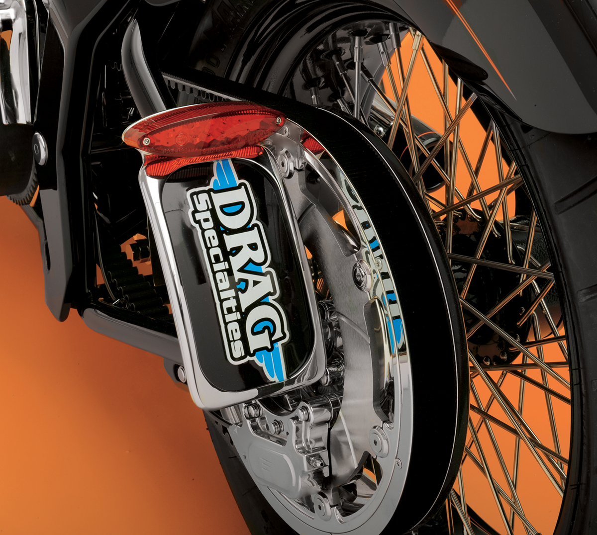 DRAG SPECIALTIES Cat Eye Taillight and License Plate Mount with Red Lens and Clear LED - Part L24-65D9RLEDK