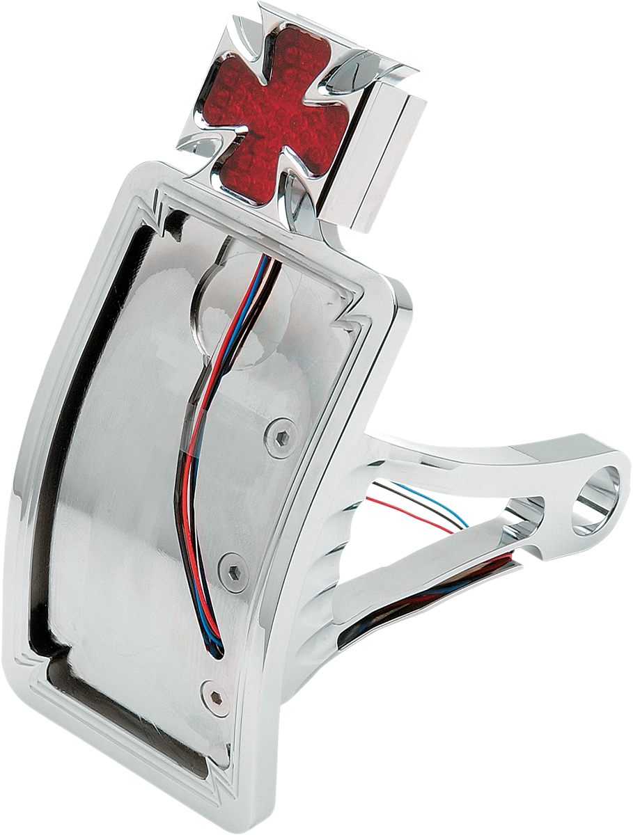 DRAG SPECIALTIES Maltese Cross Side Mount Curved Vertical Taillight and License Plate P28-6167