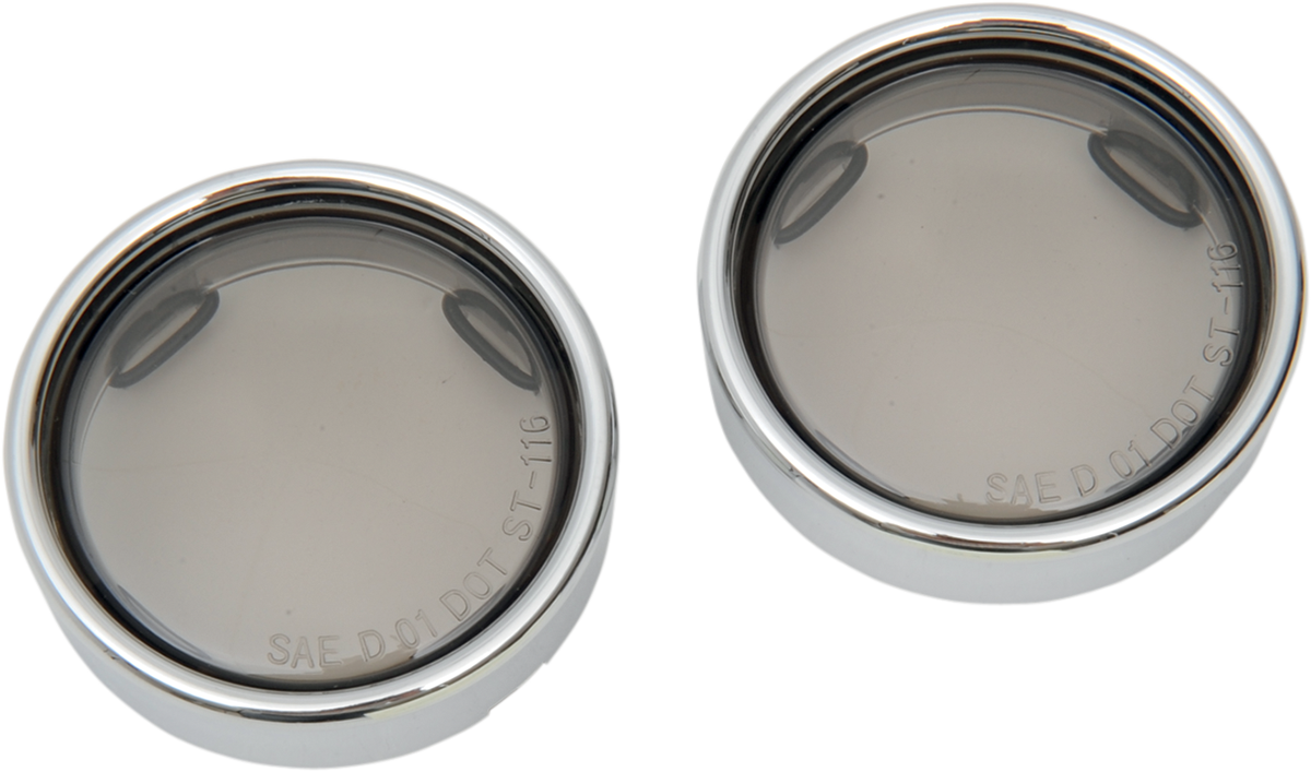 DRAG SPECIALTIES Smoke Lens with Chrome Bezel for Deuce and Deuce-Style Turn Signals (Part No. 12-0226-LM)