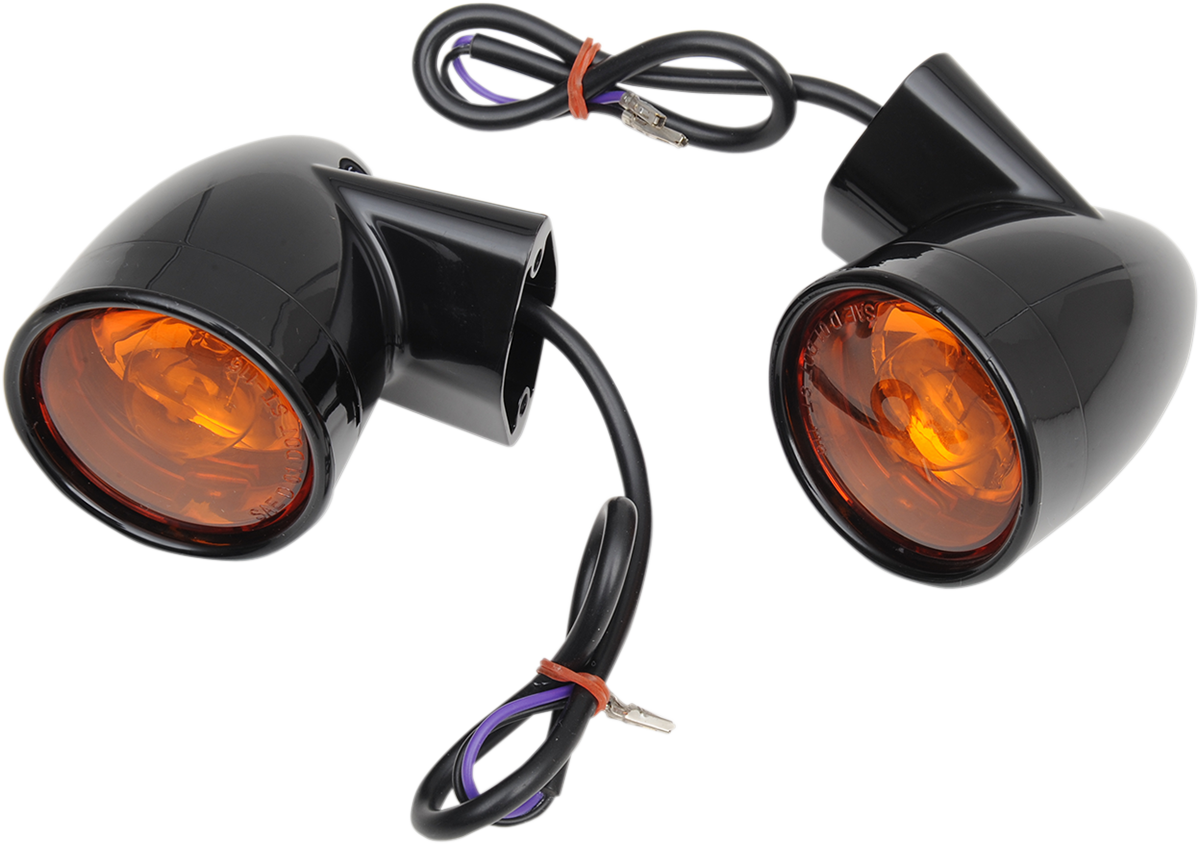 DRAG SPECIALTIES Bullet Turn Signal Lights – Rear – Gloss Black Finish for Harley-Davidson 12-0224GBR-2