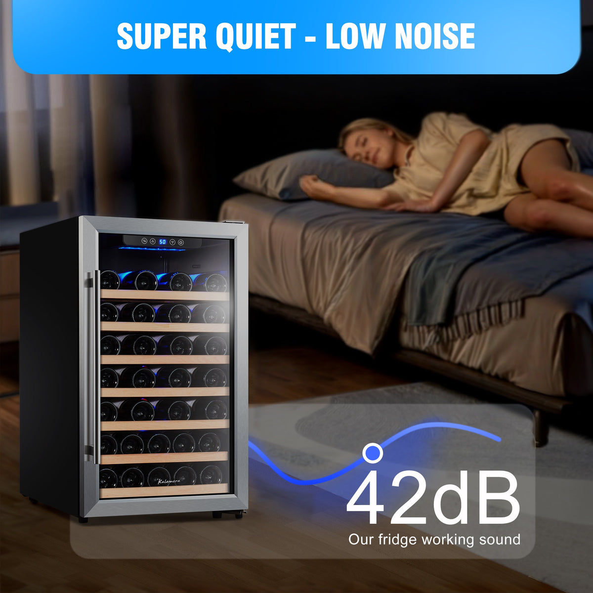 Kalamera 50 Bottle Compressor Wine Refrigerator Single Zone with Touch Control