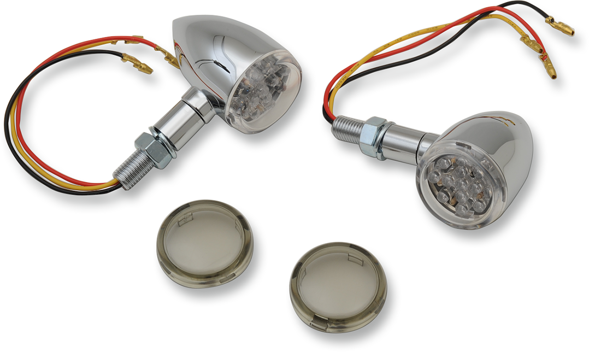 Drag Specialties LED Marker Lights - Chrome/Amber with Smoke Lens, Part 20-6390C/MIQ