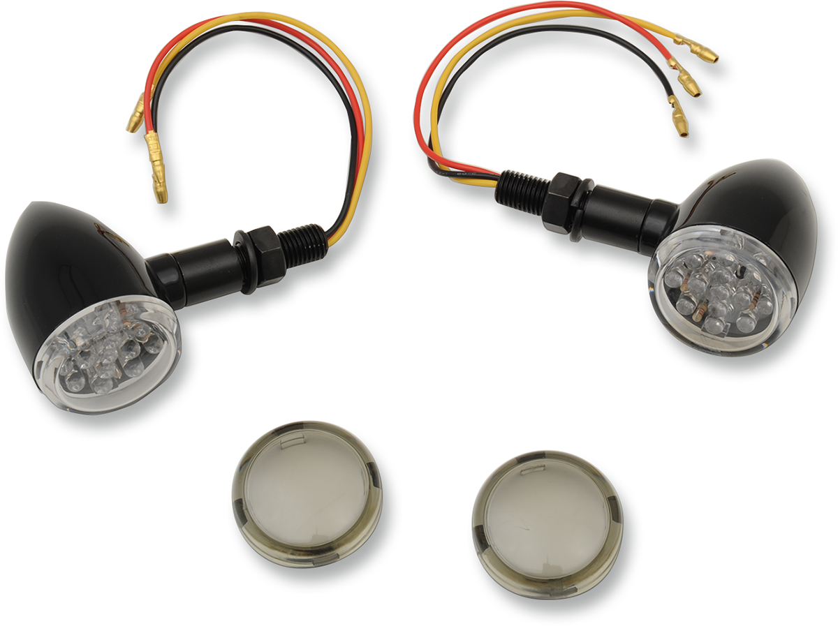 DRAG SPECIALTIES LED Marker Lights - Black/Amber Smoke Lens (Part No. 20-6390BC/MIQ)