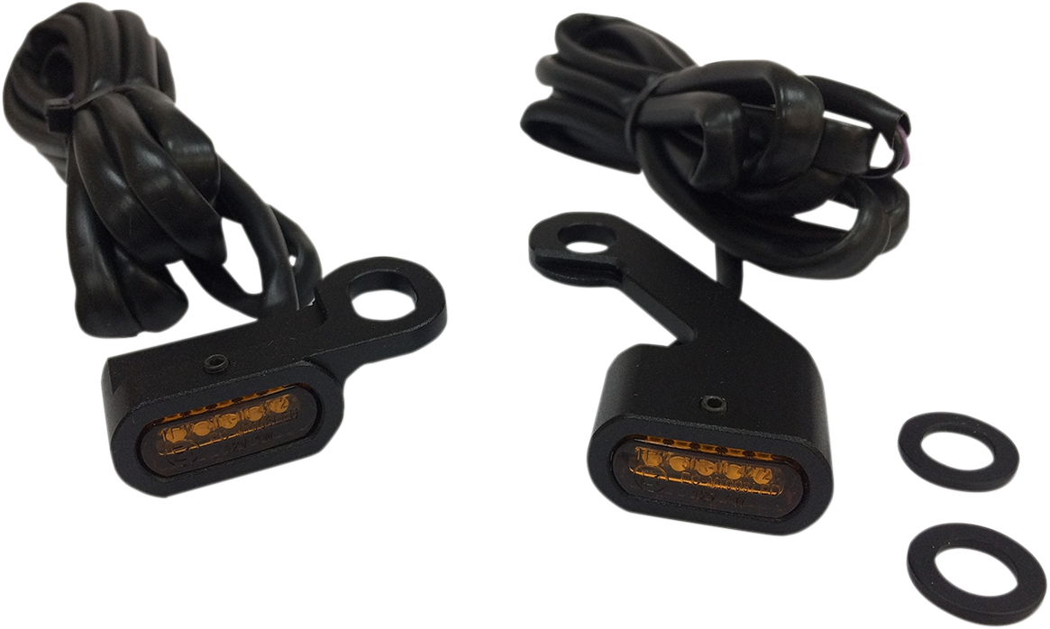Drag Specialties LED Handlebar Marker Lights - Black/Amber L22-0232MBAENU