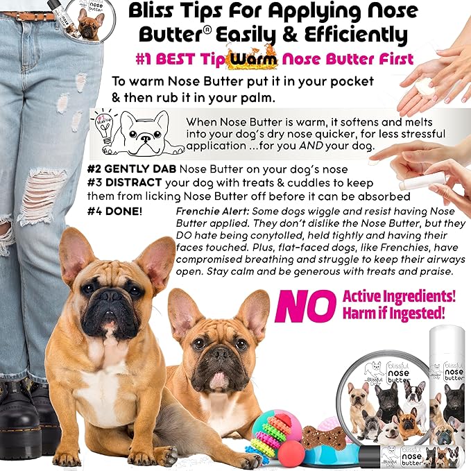 The Blissful Dog French Bulldog Black Masked Fawn Nose Butter, Versatile Dog Nose Balm for Dry Nose, Handcrafted Nose Moisturizer, Easy-to-Apply Dog Essentials, Unscented, 1 oz.