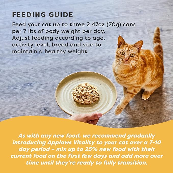 Applaws Vitality Wet Cat Food in Broth, Natural Canned Cat Food, Wet Food for Cats with Added Vitamins and Minerals, Grain Free, Carrageenan Free, Chicken Breast in Broth (24 Count, 2.47 oz Cans)