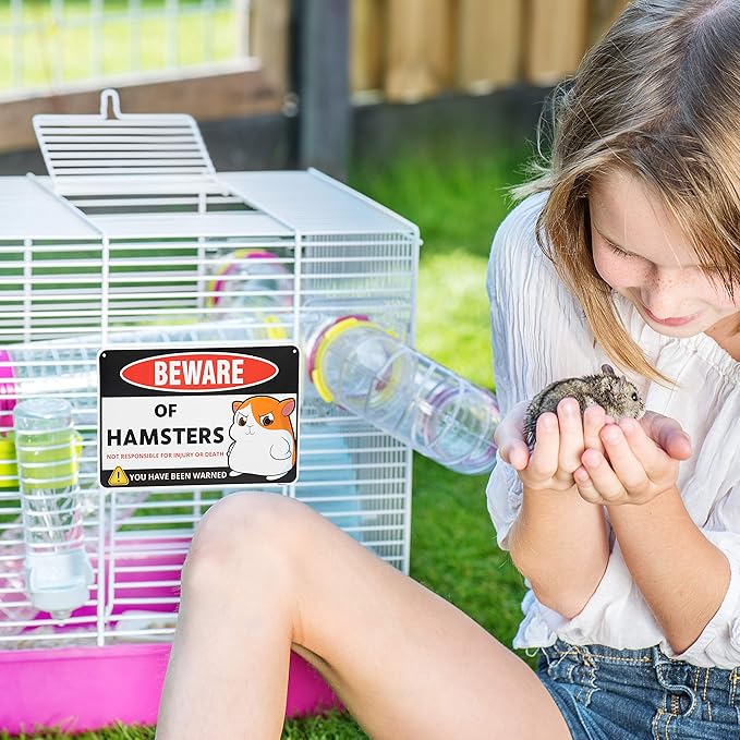 Venicor Hamster Sign Decor - 8 x 12 Inches - Aluminum - Hamster Cage Accessories - Hamster Gifts Things Toys Clothes Stickers Stuff