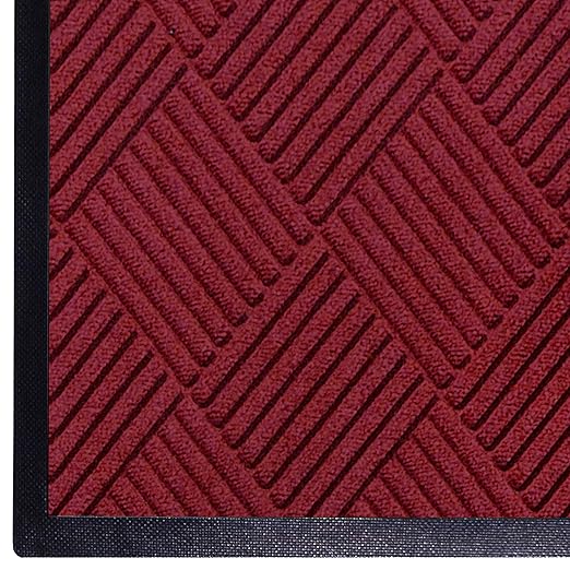 WaterHog Diamond | Commercial-Grade Entrance Mat with Rubber Border – Indoor/Outdoor, Quick Drying, Stain Resistant Door Mat (Red/Black, 6' x 12')