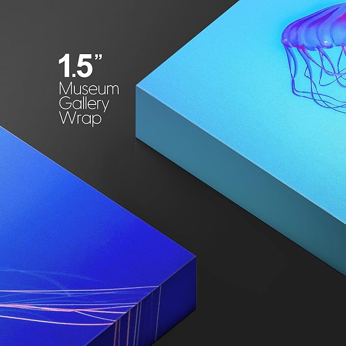 wall26 Canvas Print Wall Art Vibrant Neon Blue Pink Jellyfish Deep Sea Nature Animals Photography Realism Rustic Scenic Landscape Wilderness Earth Colorful for Living Room, Bedroom, Office - 32"x48"