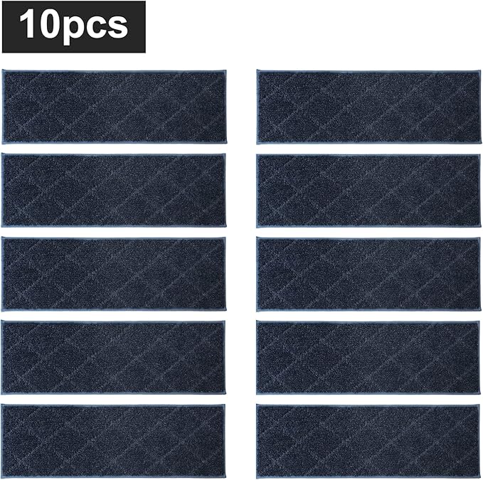 COSY HOMEER Edging Stair Treads Non-Slip Carpet Mat 28inX9in Indoor Stair Runners for Wooden Steps, Edging Stair Rugs for Kids and Dogs, 100% Polyester TPE Backing (10pc, Navy)