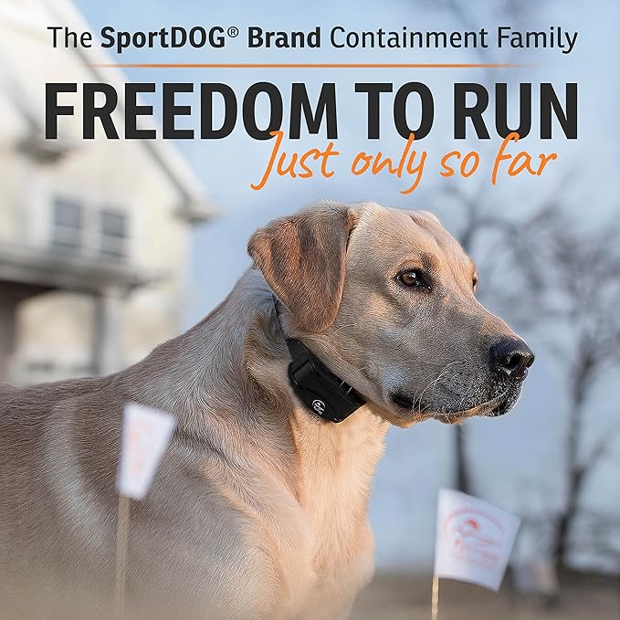 SportDOG Brand Rechargeable In-Ground Fence System - Waterproof, Rechargeable Collar with Tone, Vibrate, and Shock - Expandable to Contain Unlimited Dogs