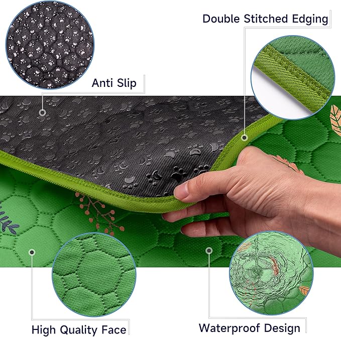 Sunheir Washable Pee Pads for Dogs Extra Large 48" x 60" 2-Pack, Reusable Puppy Pads Pet Training Pads for Dog Playpen Indoor, Waterproof Dog Pee Pads for Puppy Playpen, Whelping Pad - Green