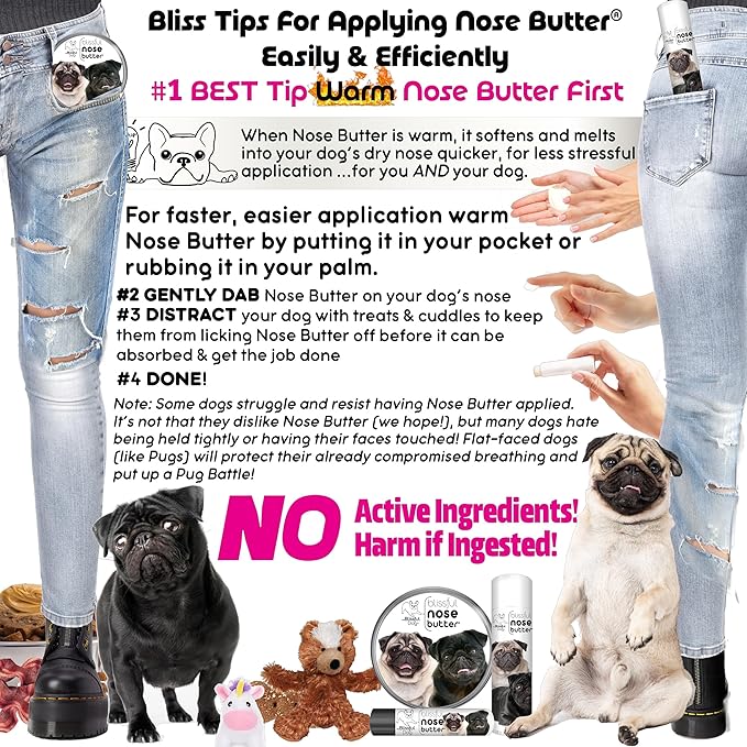 The Blissful Dog Pug Duo Unscented Nose Butter - Dog Nose Butter, 2 Ounce