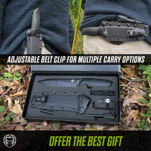 Load image into Gallery viewer, "The Fireline" Bushcraft Survival Knife with 1095 High Carbon Blade Giftset (Black and Green)