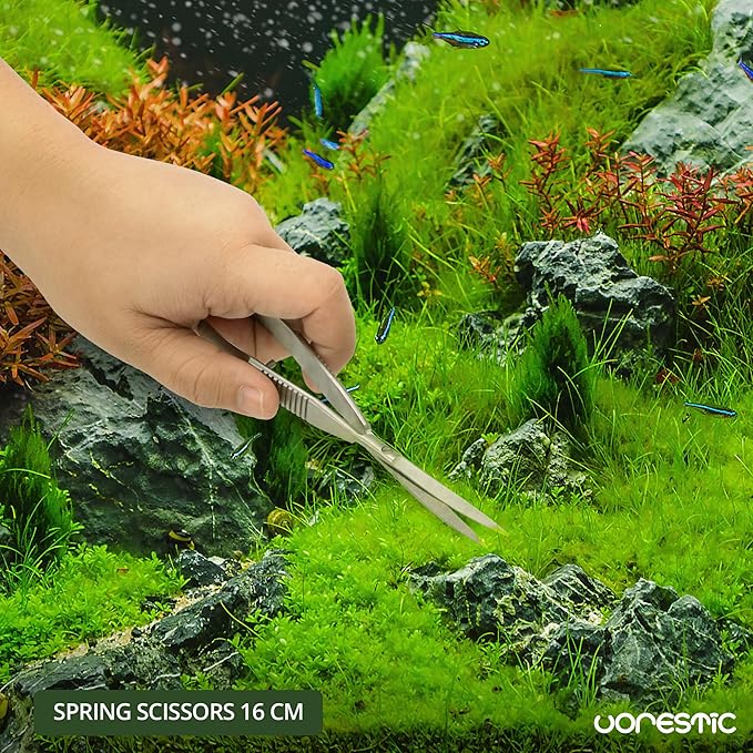 Aquarium Spring Scissors, 6.3 Inch Aquarium Scissors Spring, Aquascaping Spring Scissors, Terrarium and Aquarium Scissors, Aquarium Scissors for Plants