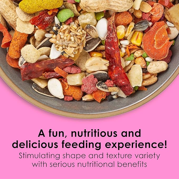 Kaytee Fiesta Big Bites Small Parrot & Conure Food, Nutritious and Fun Blend, Supports Skin, Feather, Digestion, Brain and Heart Health, 4 pounds