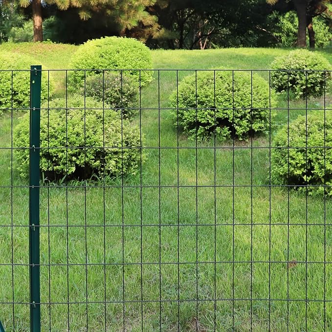 Black PVC Coated Welded Wire Fence 56 Inch x 50 Foot, 2 Inch x 4 Inch 14GA, Garden Border Fencing Roll Vinyl Coating Metal Wire Mesh Hardware Cloth for Yard Vegetable Plant Protection