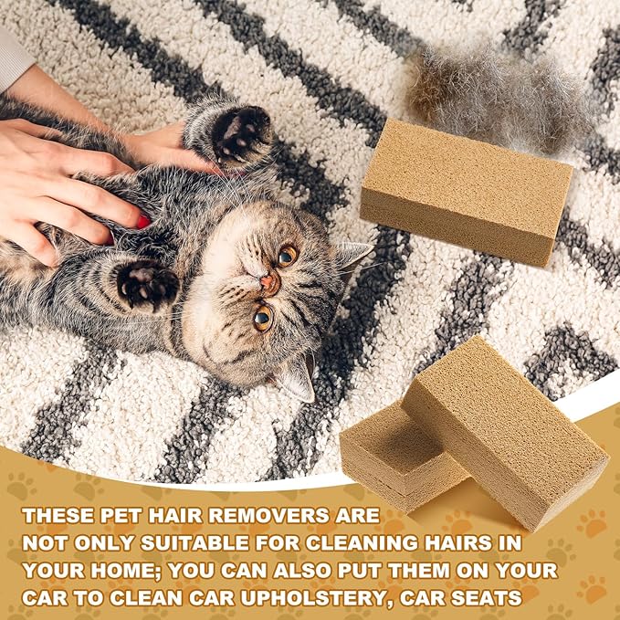 2 Pack Pet Hair Remover Sponge Cat and Dog Hair Sponge Rubber Pet Fur Lifter Removal Tool, Remove from Furniture, Carpet, Bedding, Clothing, 6.26 x 3.28 x 1.89 Inch