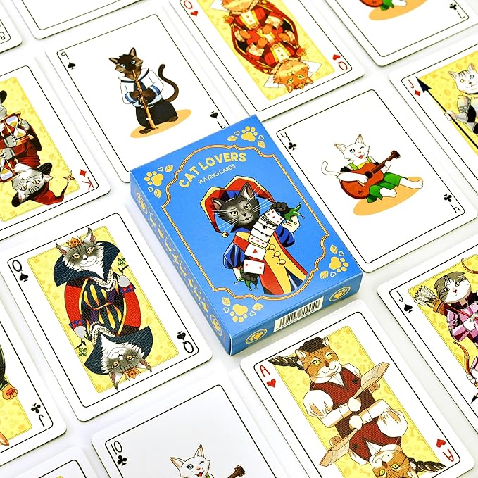 Cat Playing Cards Themed Deck for Adults - Collectible Card Games for Teens, Women and Men - Card Games For Adults on Family Game Night - 54 Cards for Solitaire or Poker - Fun Gifts for Cat Lovers