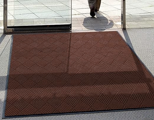 WaterHog Diamond | Commercial-Grade Entrance Mat with Rubber Border – Indoor/Outdoor, Quick Drying, Stain Resistant Door Mat (Dark Brown, 4' x 6')