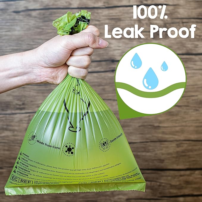 YORJA Dog Poop Bags Rolls, 360 Pet Waste Bags, 100% Leak Proof Extra Thick and Strong Corn Starch Blend