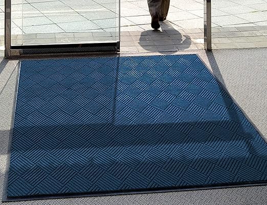 M+A Matting WaterHog Diamond | Commercial-Grade Entrance Mat with Rubber Border – Indoor/Outdoor, Quick Drying, Stain Resistant Door Mat (Navy, 4' x 8')