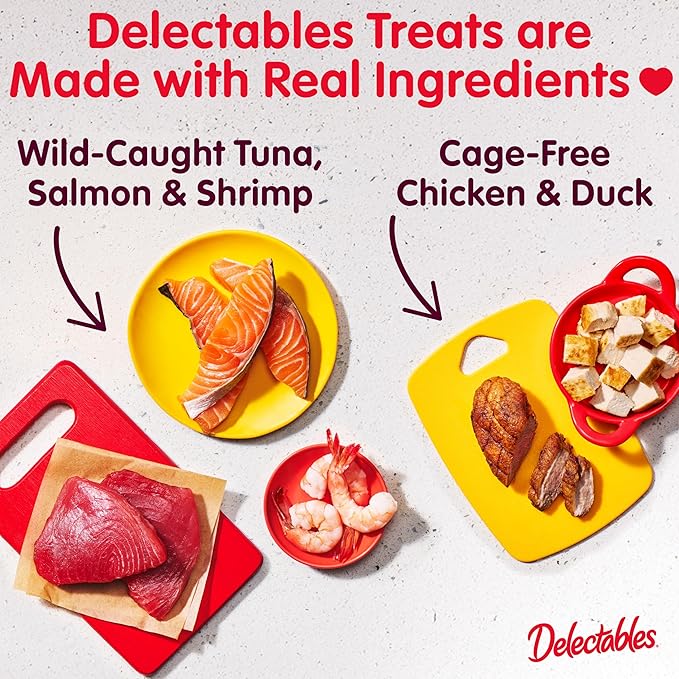 Delectables Squeeze Up Variety Pack, Creamy Squeezable Puree, Lickable Wet Cat Treats, Grain Free, No Added Fillers, No by-Products, No Added Preservatives, 0.5 Ounces Tube, 48 Tubes Total