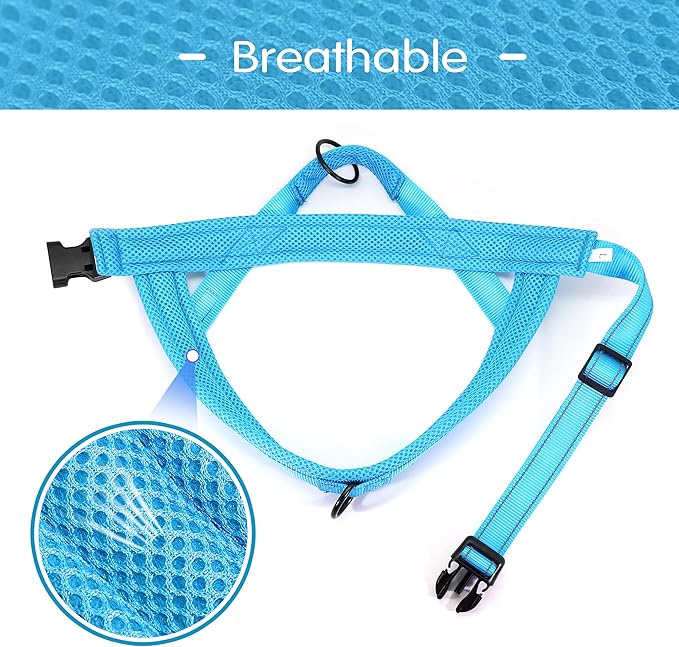 Didog No Pull Dog Harness with Soft Mesh Padded,Reflective & Quick Fit Light Weight Dog Strap Vest Harness,Easy for Walking Training (L:Chest 26-32", Mesh-Blue)
