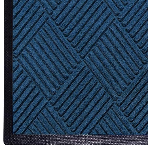 M+A Matting WaterHog Diamond | Commercial-Grade Entrance Mat with Rubber Border – Indoor/Outdoor, Quick Drying, Stain Resistant Door Mat (Navy, 4' x 8')