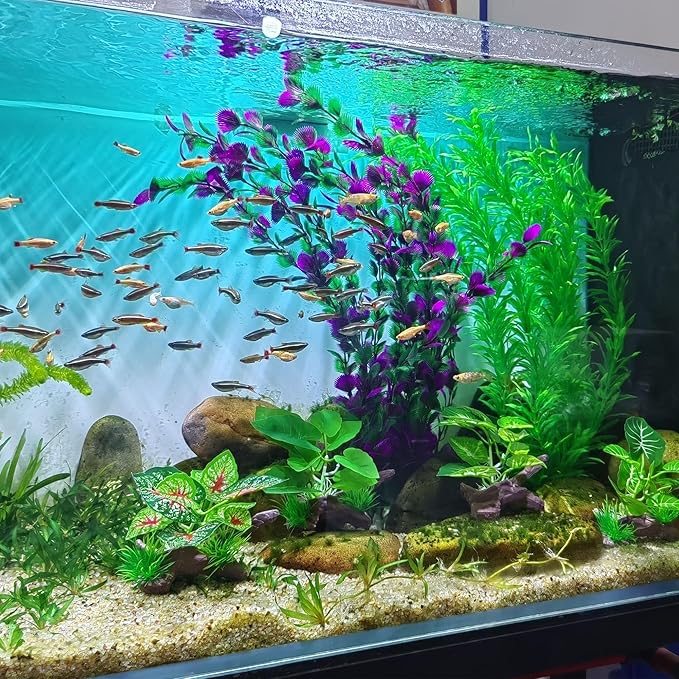 20.47 Inch Tall Aquarium Plants – Large Lifelike Artificial Fish Tank Decorations, 2 Pcs Fish Tank Plants Plastic，Durable & Safe for Freshwater/Saltwater Aquariums (Green (Style D))