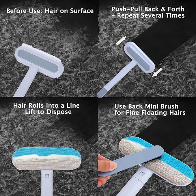 Pet Hair Remover for Furniture, Reusable, Effective Lint Brush for Dog and Cat Hair - 17.3Inch Multifunctional Fur Removal Tool, Gentle on Couches, Carpets, Clothes, Bedding