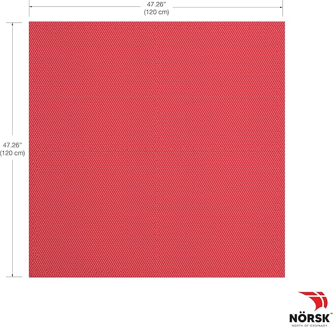 Norsk Reversible Gym Exercise Mats 3/4" Thick EVA Interlocking Foam Tiles, Perfect Home Gym Flooring, 28 Tiles & 56 Trim Pieces, 112 Sq. Ft. Reversible, Red/Black