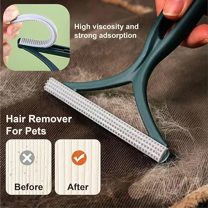 2-Pack Pet Hair Removal Gloves with A Hair/Lint Removal Tool – Remove Cat/Dog Fur from Clothing, Furniture, Car Seats, Bedding & Carpet – Reusable & Washable Lint Hair Remover for Pet Owners