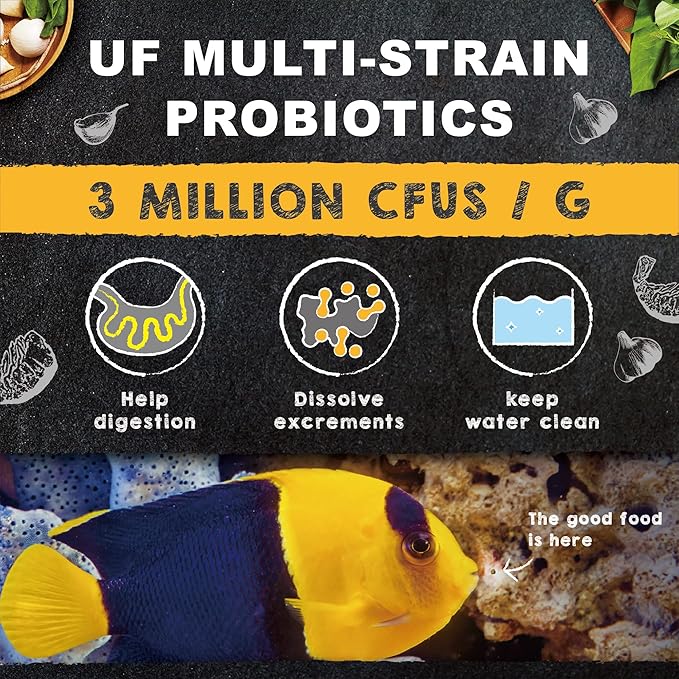 Ultra Fresh Marine Fish Food, 75% Sword Prawns + Squids, Natural Protein, Color Enhancement, for Small Saltwater Fish, Marine Shrimp Patties S 1.86oz