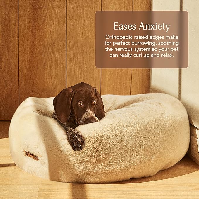 UnHide Floof Pet Bed - Medium (28" x 10") - Extra Soft Dog Bed - Removable Faux Fur Cover - Machine Washable - Helps Ease Pet Anxiety & Provides The Perfect Sleep - Charcoal Charlie