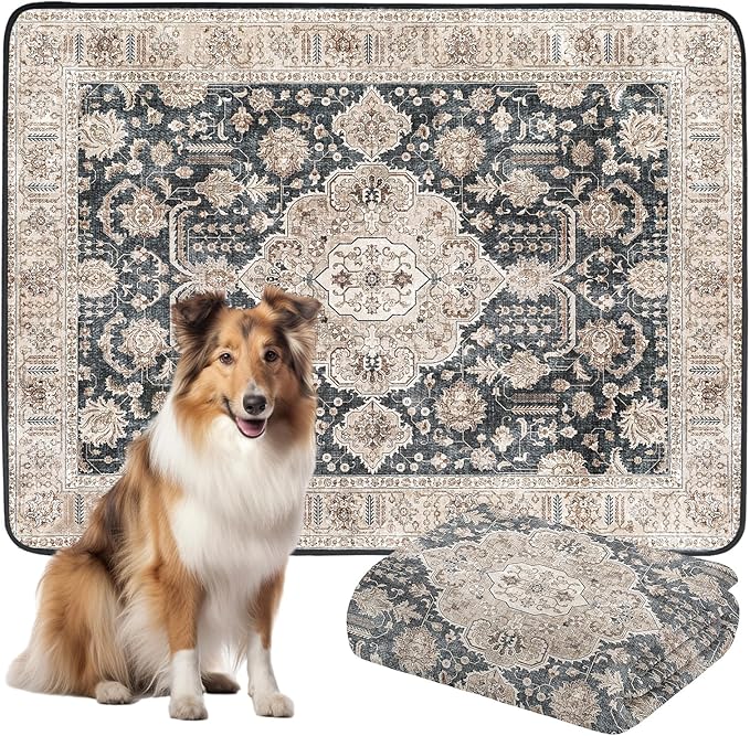 Thicken Washable Pee Pads for Dogs, Super Absorbent & Quick Dry, 54"x72" Reusable Dog Pads, Non-Slip, Multi-Purpose, Dark Navy Polyester