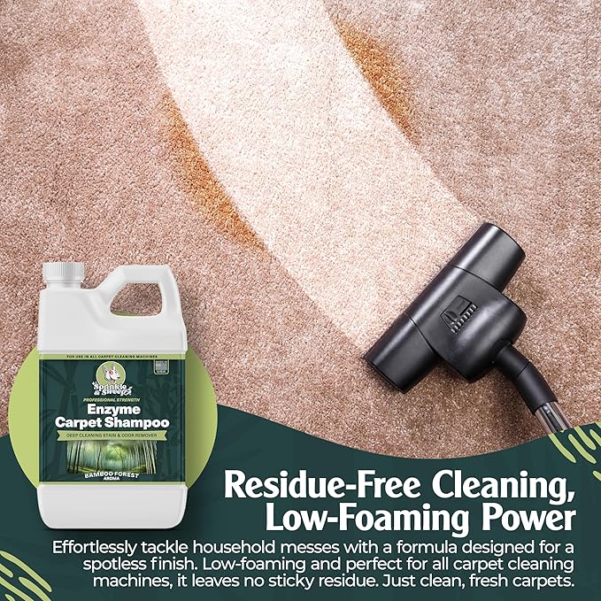 Sprinkle & Sweep Enzyme Carpet Shampoo (32oz) - Carpet Cleaner Solution to Eliminate Tough Stains & Neutralize Odors at the Source - Car, Furniture, Carpets & Rug Cleaner - Use with All Machines