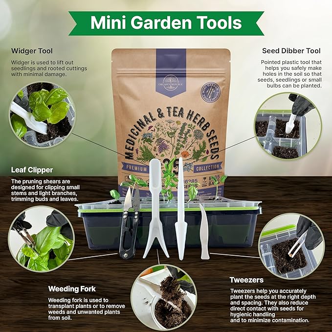 35 Medicinal & Tea Herb Seeds Variety Pack for Indoor & Outdoors. 16,335+ Non-GMO Heirloom Garden Seeds: Anise, Bergamot, Borage, Cilantro, Chamomile, Dandelion, Rosemary Seeds & More