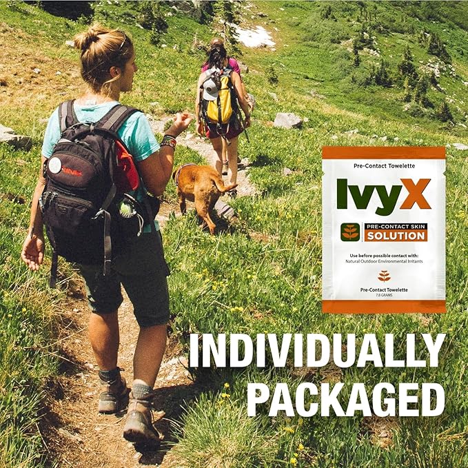 CoreTex Ivy X Pre-Contact Poison Ivy Wipes with Resealable Travel Bag - Pack of 15 Single-Use Barrier Wipes - Also Works on Poison Oak & Sumac Oils - Quick Dry & Chalk-Free Formula