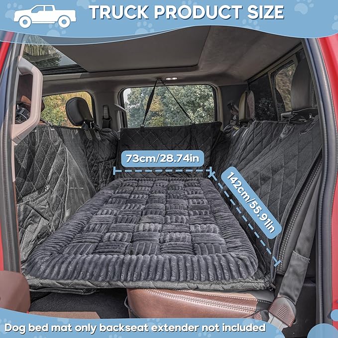 Dog Car Bed Mat, Non-Slip Backseat Extender Pet Blanket, Plaid Dog Bed for Trucks, Sedans & Large SUVs, Chew-Resistant Travel Pad for Dogs, Easy Clean & Scratch-Proof & Comfort（56"x28.7" Gray