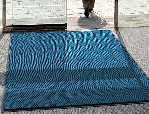 WaterHog Diamond | Commercial-Grade Entrance Mat with Rubber Border – Indoor/Outdoor, Quick Drying, Stain Resistant Door Mat (Medium Blue, 6' x 12')
