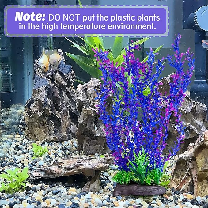 Hamiledyi Aquarium Plastic Plants Aquarium Decor Artificial Fish Tank Plants,Tall Fish Tank Decorations, Extra Large Aquarium Plant 20.4-inch Tall,1PCS