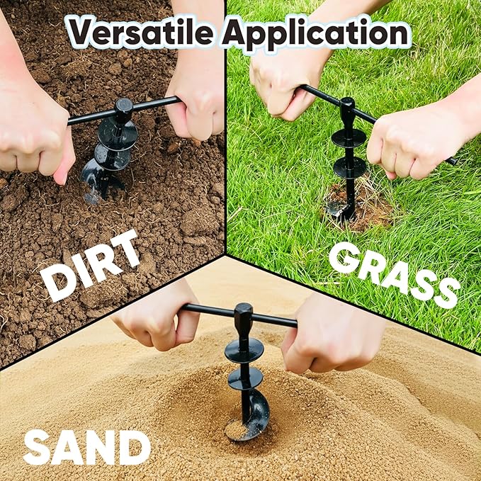 Dog Tie Out Stake for Large Dogs – Heavy Duty In-Ground Dog Anchor up to 210 lbs – Secure Tether Stake for Yard, Camping & Beach – Easy Install with Tool, Works with Tie Out Cable & Leash, Black