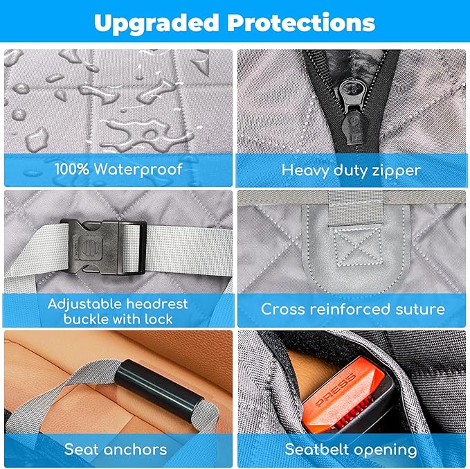 URPOWER Back Seat Extender for Dogs - Hard Bottom Dog Car Seat Cover Holds 400 lbs, Waterproof Dog Hammock Dogs Bed for Cars, SUVs & Small Trucks, Pet Backseat Protector with Mesh Window & Large Space