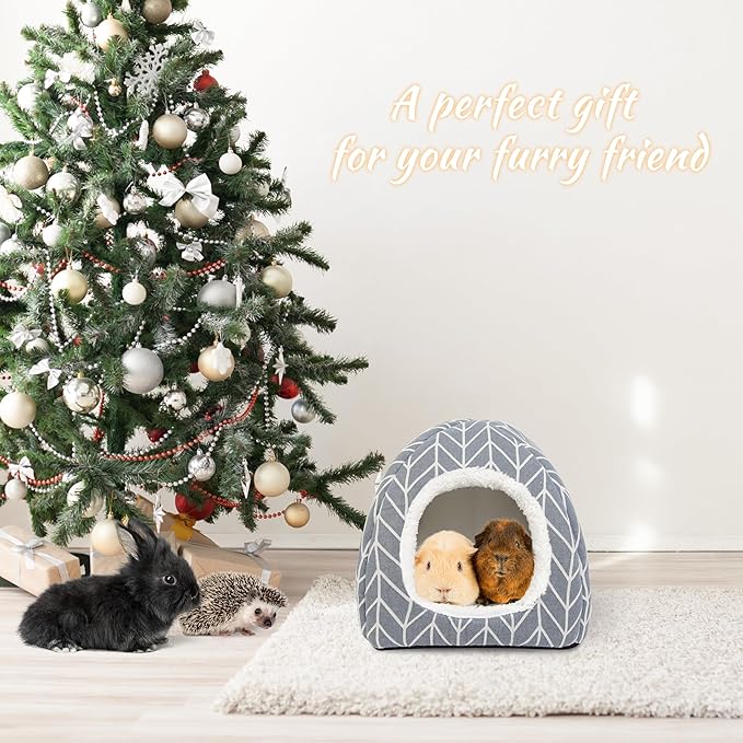 2 Pack Guinea Pig Hideout Bed Rabbit House Cave Accessories Cozy Hide-Out for Bunny Hedgehog Ferret Chinchilla&Other Small Animals